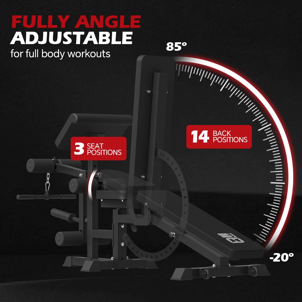 smithmachine with Weight Bench Combo, Home Gym with Dual Weight Stacks, 4000LBS Power Cage Squat Rack with Lever Arm, Leg Press, LAT Pull Down, Cable Crossover Machine for Full Body Training, Black