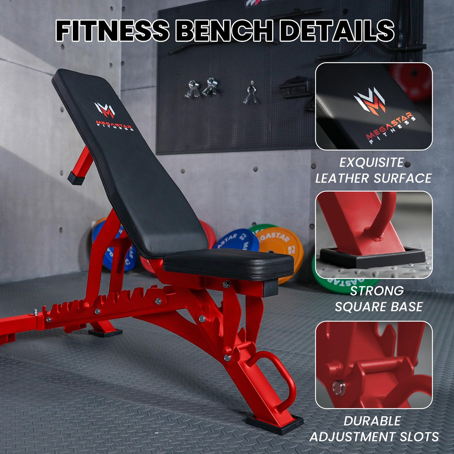 MEGASTAR Smith Machine Home Gym Package - 2000lbs Capacity All-in-One Power Rack with Cable Crossover for Home Gym& Garage, Includes 18 Attachments, P107 Anvil Red