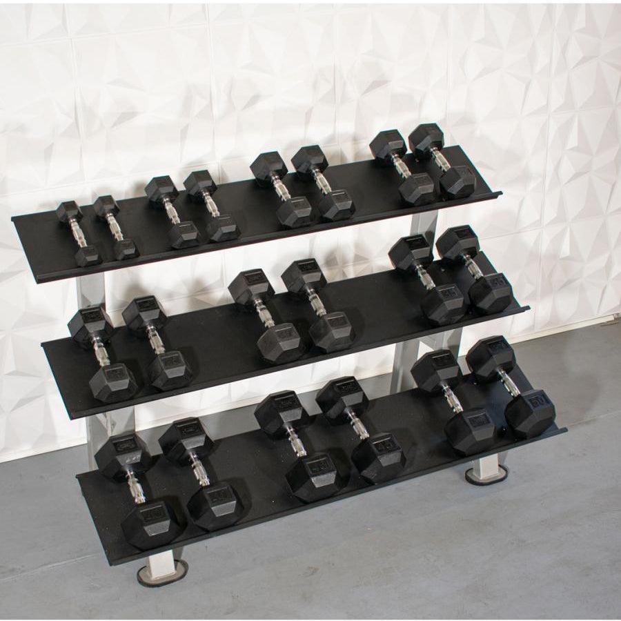 Rubber Hex Dumbbell Set - Muscle D FItness - Steel Handle - Quality knurling - Weightlfting